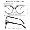 COASION Blue Light Blocking Oversized Glasses Stylish Fake Eyeglasses for Women Round Frame with Clear Lens Eyewear (Black - Diamon) view 4