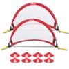 Poray Soccer Goal for Kid Easy-up Set of Two Portable 4FT Soccer Net 210D Oxford with 8 Field Marker Cones Extra Stakes Fun for Backyard and Soccer Training (4FT Long Red Goal Set) view 1