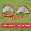 Poray Soccer Goal for Kid Easy-up Set of Two Portable 4FT Soccer Net 210D Oxford with 8 Field Marker Cones Extra Stakes Fun for Backyard and Soccer Training (4FT Long Red Goal Set) view 2