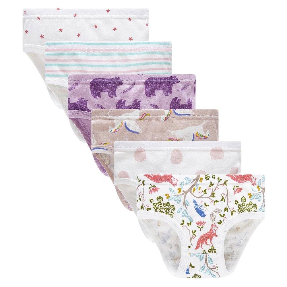 Winging Day Toddler Girls 100% Cotton Panties Cute Prints Underwear Size 2 (6-Pack)