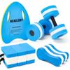 NEAGLORY 5 Pieces Water Aerobics Set Aquatic Exercise Set Pool Fitness Equipment with Foam Dumbbell, Swim Kickboard, Pull Buoy, Aquatic Swim Belt for Water Workout, Blue view 1