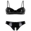 QinCiao Women's Bikini Set Shiny Wetlook 2 Piece Swimsuit Push Up Swimwear Lingerie Bathing Suit Black Medium view 1