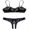 QinCiao Women's Bikini Set Shiny Wetlook 2 Piece Swimsuit Push Up Swimwear Lingerie Bathing Suit Black Medium view 2