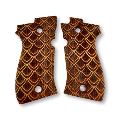 Zib Grips for Beretta F81 / F84, Real Wood Grips  Fits 81F, 81FS, 81BB, 84F, 84FS, 84 Cheetah  Durable, Comfortable, Easy Install