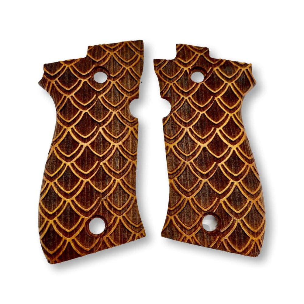 Zib Grips for Beretta F81 / F84, Real Wood Grips  Fits 81F, 81FS, 81BB, 84F, 84FS, 84 Cheetah  Durable, Comfortable, Easy Install
