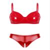 QinCiao Women's Bikini Set Shiny Wetlook 2 Piece Swimsuit Push Up Swimwear Lingerie Bathing Suit Red X-Large view 1