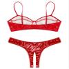 QinCiao Women's Bikini Set Shiny Wetlook 2 Piece Swimsuit Push Up Swimwear Lingerie Bathing Suit Red X-Large view 3