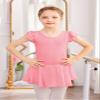 Arshiner Girls Shiny Ruffle Sleeve Ballet Leotard with Skirt Criss-Cross Back Dance Dresses Dark Pink view 4