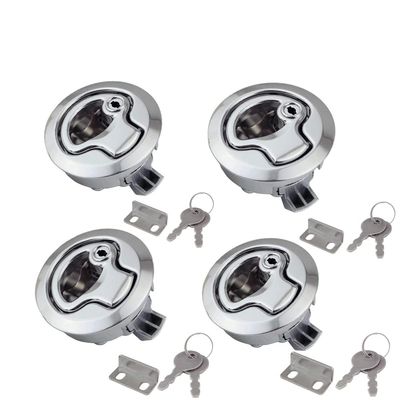 WJSKDQ 4PCS Boat Hatch LatchesFlush Pull Slam Latch Marine or Boat Door Deck Hatch 1/4" - Locking Style Boat Hatch Handle Marine Hatch Latch Lock Silver