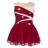 Agoky Big Girls' Kids Sparkly Ice Figure Skating Roller Skating Dress Gymnastic Tutu Skirted Leotard Costume Red A 5-6 view 2