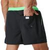 SILKWORLD Mens Swim Trunks with Compression Liner 2 in 1 Quick Dry Swimwear Beach Shorts with Zipper Pockets,Black(Green Waistband),XX-Large view 2