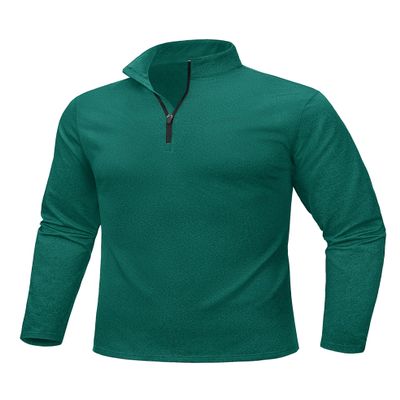 MAGCOMSEN Mens Quarter Zip Golf Shirts Long Sleeve Running Athletic Sweatshirts 1/4 Zip Thermal Pullover Emerald Green,M