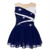 Agoky Big Girls' Kids Sparkly Ice Figure Skating Roller Skating Dress Gymnastic Tutu Skirted Leotard Costume Dark Blue A 7-8 view 3