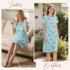 Womens Sleep Shirts Nightgowns Cotton Sleep Dress Short Sleeve Night Gown Nightwear Casual Sleepwear Soft Pajamas Dress Flamingo On Green XL view 4