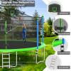 Lyromix Upgraded 16FT Trampoline with Lights, Large Outdoor Trampoline with Sprinkler,Basketball Hoop and Net, Capacity for 5-8 Kids and Adults, Teal Blue view 2