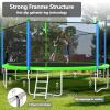 Lyromix Upgraded 16FT Trampoline with Lights, Large Outdoor Trampoline with Sprinkler,Basketball Hoop and Net, Capacity for 5-8 Kids and Adults, Teal Blue view 4