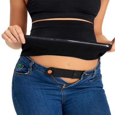 KUNINDOME Combination of Maternity Shirts Extenders and Pants Waist Extenders, Seamless Maternity Belly Band, Black, XX-Large