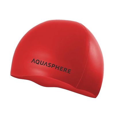Aqua Sphere AQCP1 New AQUASPHERE Plain Cap RED/Black Carta Football, White, One Size