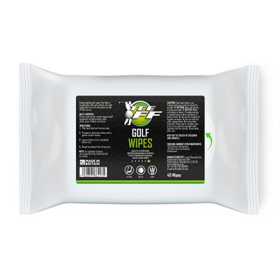 Tee Off Golf Wipes | Perfect for Cleaning Clubs, Grips, Shafts, Shoes, Balls, Trolleys and Bags | 100% Biodegradable | 50 Pack, 1pack, White