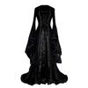 Women's Halloween Costumes Flare Sleeve Princess Dress Vintage Medieval Lace Up Floor Length Victorian Ball Gown Black view 1