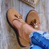 oiangi Fringed Sandals for Women Casual Summer Round Toe Closed Toe Buckle Tassel Flats Solid Comfortable Ladies Outdoor Non-Slip Shoes Sandalias Brown view 2
