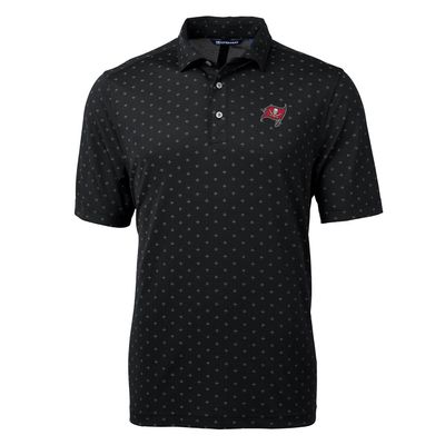 Cutter & Buck Men's Black Tampa Bay Buccaneers Virtue Eco Pique Tile Print Polo
