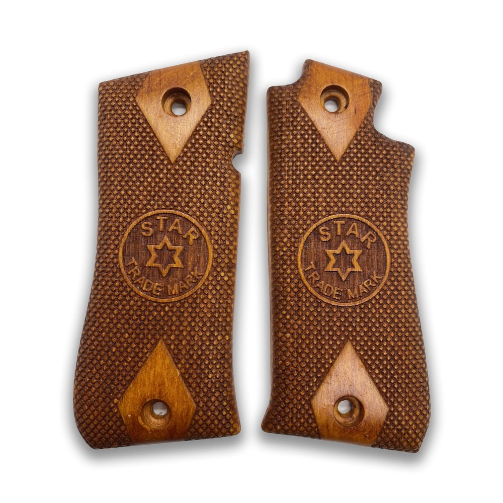 Zib Grips, Wooden Grips Compatible with Compatible with Star Model Cut 9mm Pistol Grip Handmade from Walnut Wood Ars.02