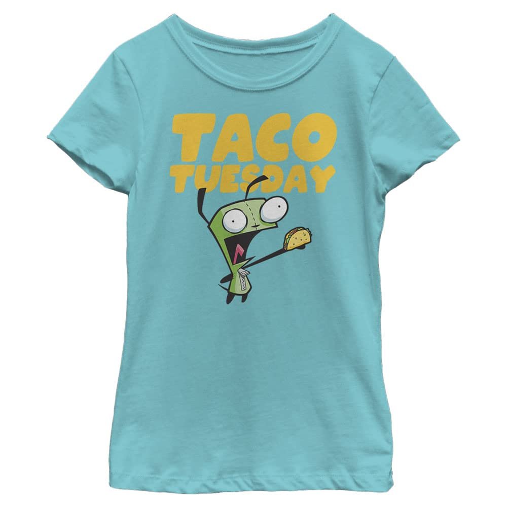 Nickelodeon girls Invader Zim Gir Taco Tuesday Short Sleeve Tee T Shirt, Tahiti Blue, X-Small US