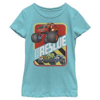 Nickelodeon girls Blaze and the Monster Machines Road Rescue Short Sleeve Tee T Shirt, Tahiti Blue, X-Small US