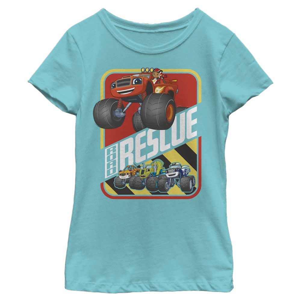 Nickelodeon girls Blaze and the Monster Machines Road Rescue Short Sleeve Tee T Shirt, Tahiti Blue, X-Small US