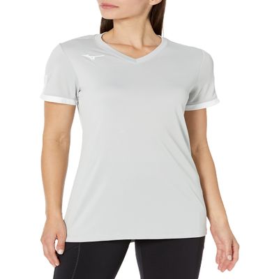 Mizuno Women's Standard Aerolite V-Neck Jersey, Grey-White, Large