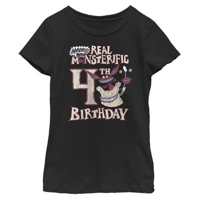 Nickelodeon Aaahh Monsters A Real Monsterific 4th Girls Short Sleeve Tee Shirt, Black, X-Large