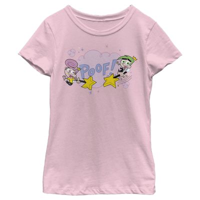 Nickelodeon Fairly OddParents Cosmo and Wanda Poof Girls Short Sleeve Tee Shirt, Light Pink, Medium