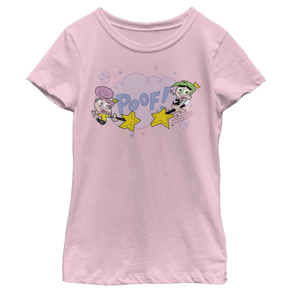 Nickelodeon Fairly OddParents Cosmo and Wanda Poof Girls Short Sleeve Tee Shirt, Light Pink, Medium