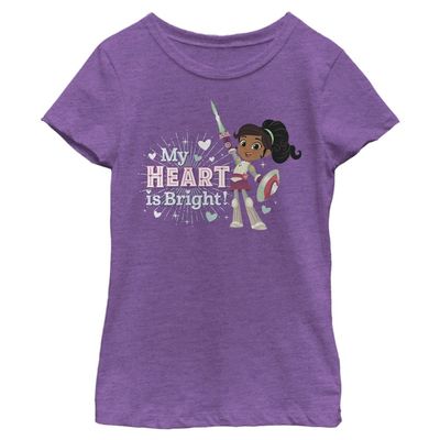 Nickelodeon girls Nella the Princess Knight Heart Bright Short Sleeve Tee T Shirt, Purple Berry, X-Small US