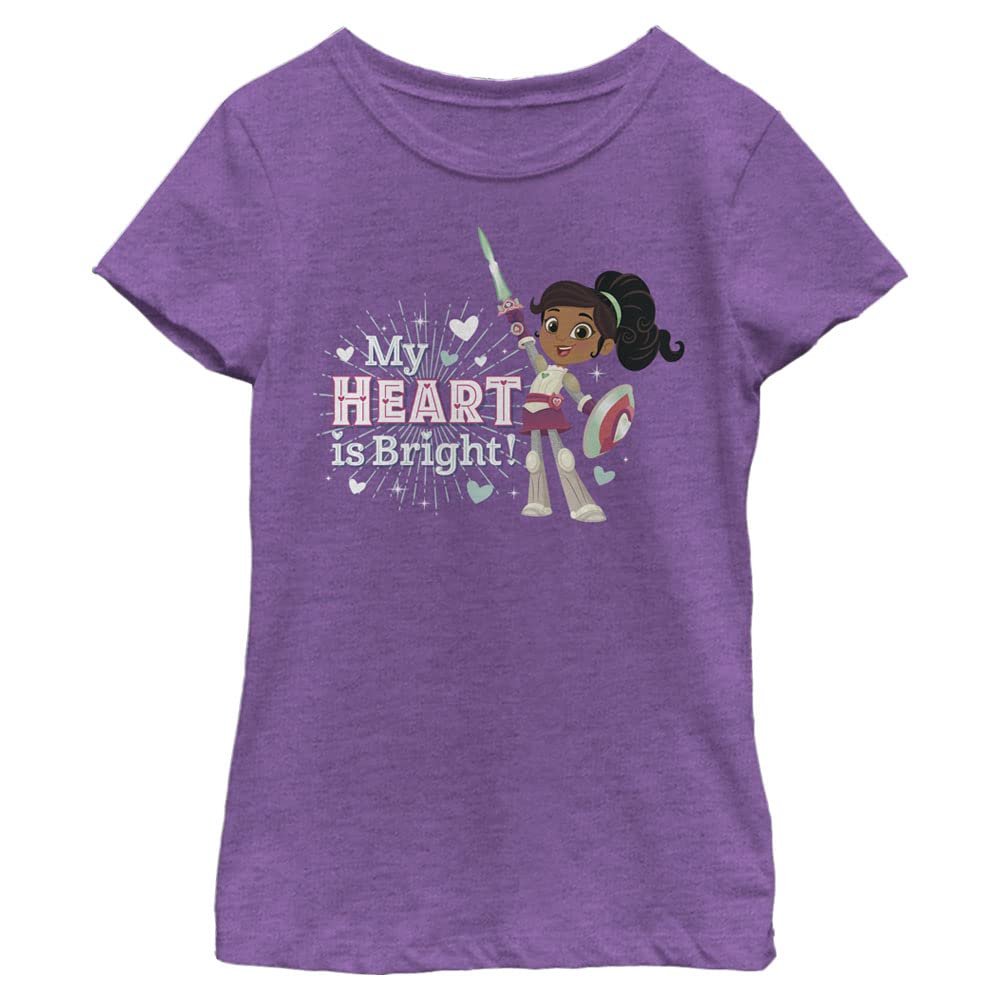 Nickelodeon girls Nella the Princess Knight Heart Bright Short Sleeve Tee T Shirt, Purple Berry, X-Small US