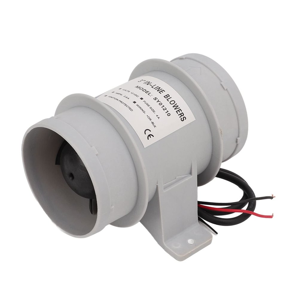 Aramox 3 inch Inline Blower,12V Silent Inline Blower Marine Bilge Air Blower Inline Duct Fan for Yachts Boats Air Circulation