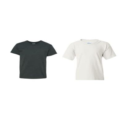 Gildan Unisex Child Modern/Fitted Fashion-t-shirts, Darkheather/White, Large US