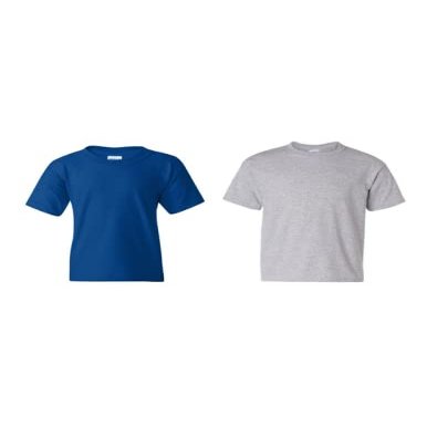 Gildan Unisex Child Modern/Fitted Fashion-t-shirts, Royal/Sportsgrey, Large US