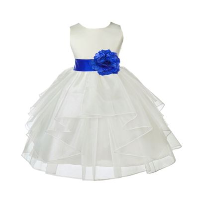 ekidsbridal Ivory Shimmering Organza Flower Girl Dresses Pageant Dress 4613S S