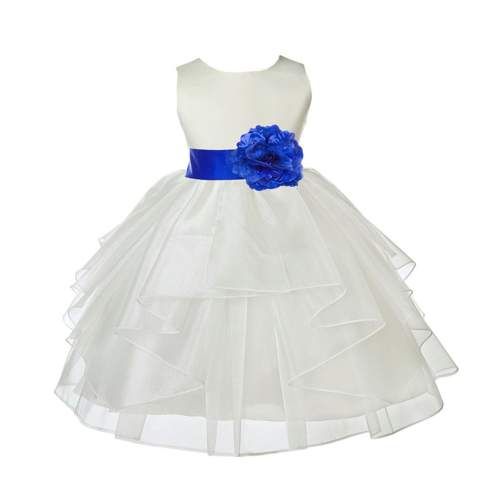 ekidsbridal Ivory Shimmering Organza Flower Girl Dresses Pageant Dress 4613S S