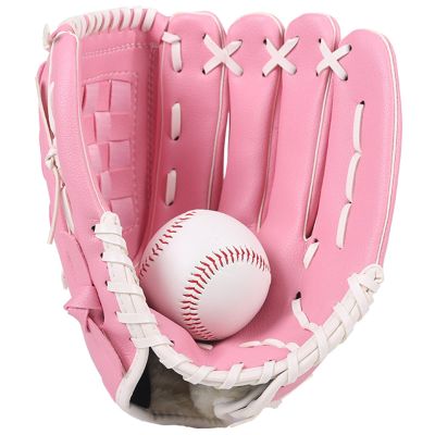 apott Baseball Glove 9.5IN Softball Gloves Softball Practice Equipment for Adult and Youth, Right Hand Throw Pink
