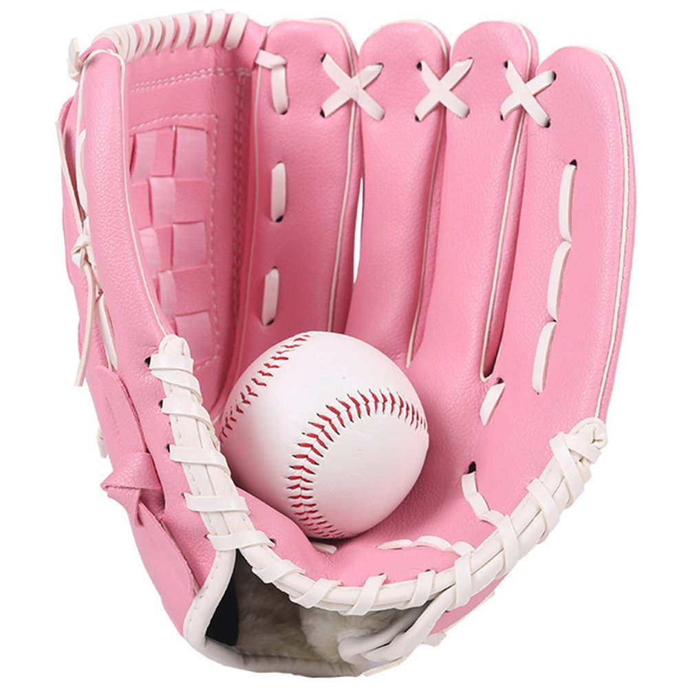 apott Baseball Glove 9.5IN Softball Gloves Softball Practice Equipment for Adult and Youth, Right Hand Throw Pink