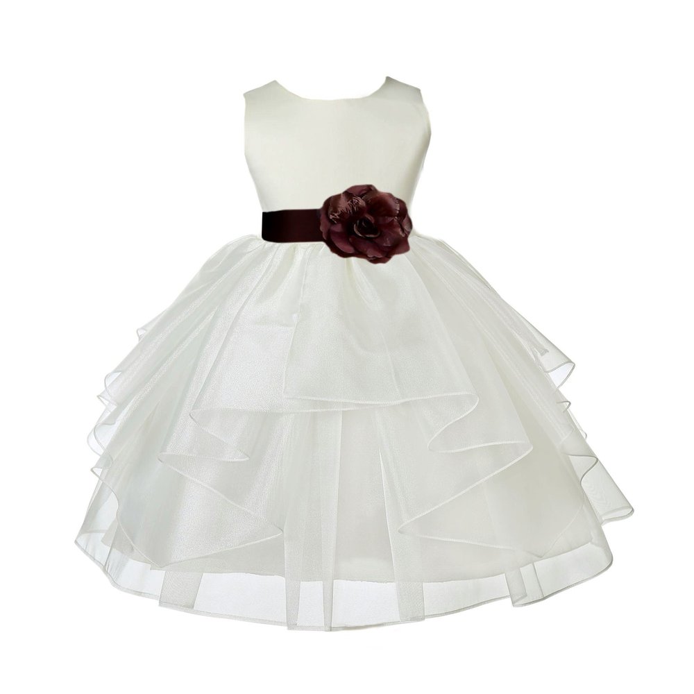 ekidsbridal Ivory Shimmering Organza Flower Girl Dresses Pageant Dress 4613S S