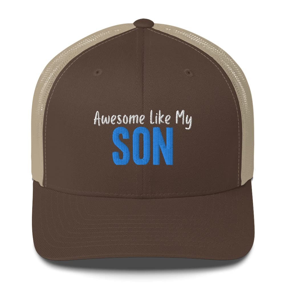 Awesome Like My Son Funny Idea for New Moms of Boys Trucker Cap Trucker Hat for Moms Brown/Khaki