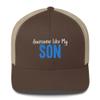 Awesome Like My Son Funny Idea for New Moms of Boys Trucker Cap Trucker Hat for Moms Brown/Khaki view 1
