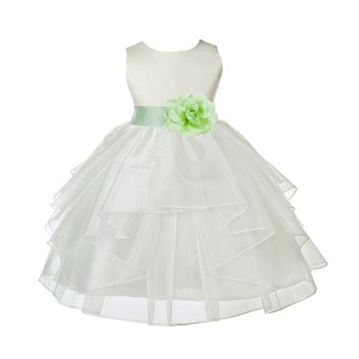 ekidsbridal Ivory Shimmering Organza Flower Girl Dresses Pageant Dress 4613S S