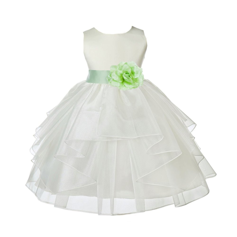 ekidsbridal Ivory Shimmering Organza Flower Girl Dresses Pageant Dress 4613S S