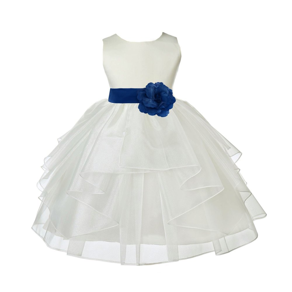 ekidsbridal Ivory Shimmering Organza Flower Girl Dresses Pageant Dress 4613S S