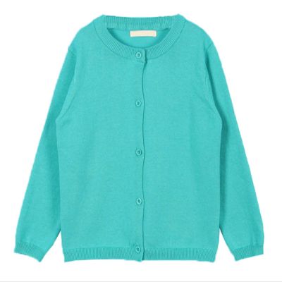 GSVIBK Baby Girls Cotton Cardigan Long Sleeve Kid Button Sweater Girl Crewneck Cardigans Uniform Sweater 112 Teal 7Y